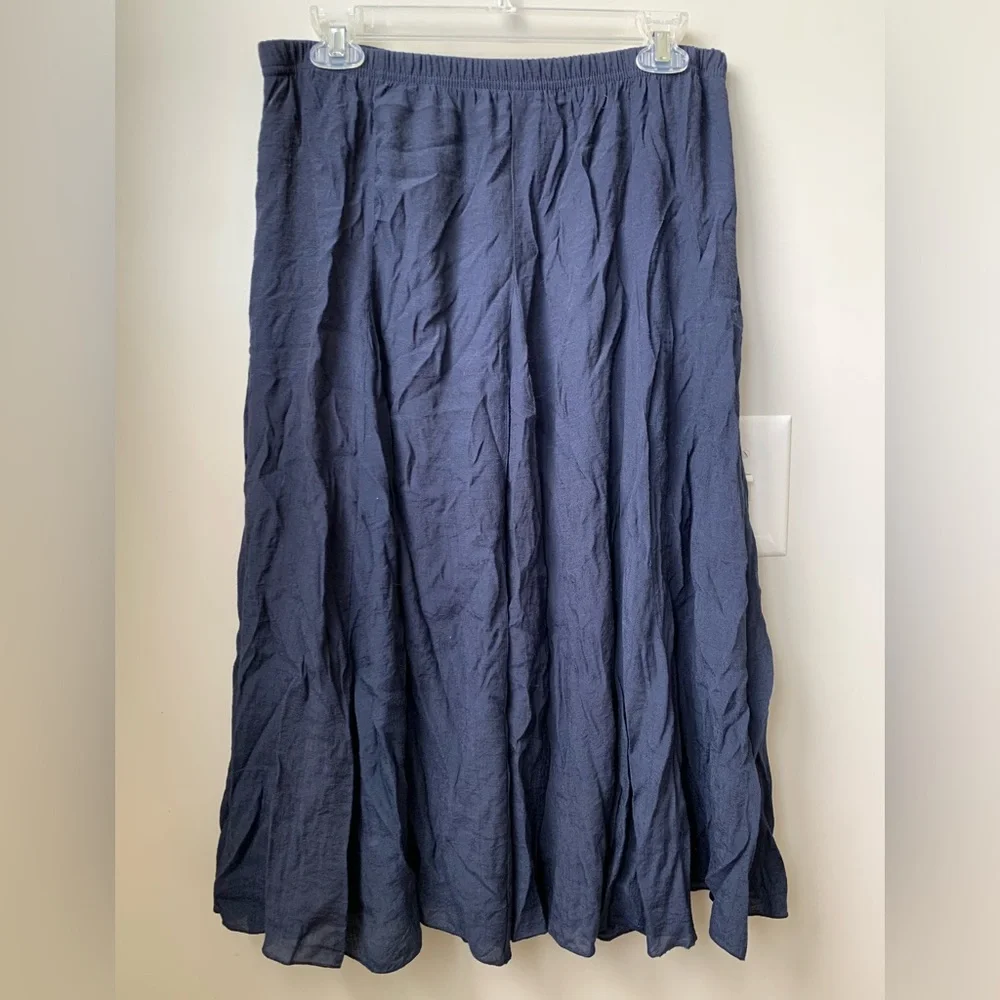 ROZ & ALI Women’s Navy Blue Pull-on Lined Midi Skirt